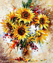 Sunflowers Of Happiness — Floral Palette Knife Flowers Oil Painting On Canvas