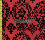 Taffeta Damask Flocking Fabric Black RED Backing/58 Wide/Sold by The Yard Fabric Empire