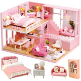 CUTEBEE Dollhouse Miniature with Furniture, Wooden DIY Dollhouse Kit Plus Dust Proof and Music Movement, 1:24 Scale Creative Room Idea (Warm Hours)