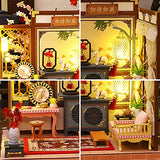 Roroom Dollhouse Miniature with Furniture,DIY 3D Wooden Doll House Kit New Chinese Style Plus with Dust Cover and LED,1:24 Scale Creative Room Idea Best Gift for Children Friend Lover HL08