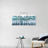 Blue Abstract Artwork Forest Pictures: Tree Landscape Painting on Canvas Wall Art (12"x16"x3pcs)
