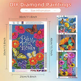 Pehciroe 4 Pack Diamond Painting Kits for Adults Diamond Art Kits for Kids Beginner Full Drill Gem Art Painting for Home Wall Decor 12x16 Inch