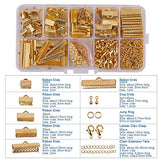 PandaHall Elite About 500 Pcs Jewelry Finding Kits with Ribbon Clamp End, Jump Ring, Lobster Claw