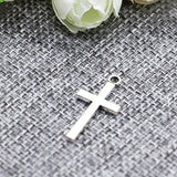 HUELE 100 PCS Silver Tone Small Cross Pendant Beads Charms