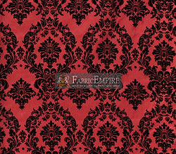 Taffeta Damask Flocking Fabric Black RED Backing/58 Wide/Sold by The Yard Fabric Empire