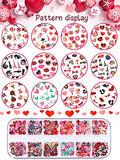 Valentine's Day Nail Art Sequins Sticker, Kalolary 3D Red Lips Heart Rose Angel Bear Nail Decals, Wood Pulp Confetti for Women Nail Art Decor and DIY Craft