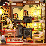 Roroom Dollhouse Miniature with Furniture,DIY 3D Wooden Doll House Kit New Chinese Style Plus with Dust Cover and LED,1:24 Scale Creative Room Idea Best Gift for Children Friend Lover HL07