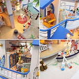 Spilay DIY Dollhouse Kit,Dollhouse Miniature with Furniture Mini Modern Villa Model with LED Light & Music Box ,1:24 Scale Creative Doll House Toys for Children (Legend of The Blue Sea)