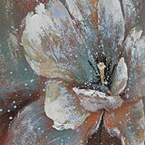 Flower Oil Painting on Canvas Hand Painted Floral Wall Art Gold White Artwork Framed Home Decoration for Bedroom 24x36in