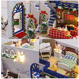 Eoncore DIY Miniature with Furniture Piano Christmas Decoration Dollhouse Kit with Light, Dust Proof Cover, Wood Family Toy for Boys Girls Adults (Merry Christmas)