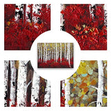 Hand Painted Bedroom Canvas Wall Art, 28" x 40" Framed Tree Oil Painting, Wraps Modern Rustic Art for Living Room Bathroom Dining Bedroom Gallery Coffee Shop Decor, Red Birch