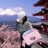 Japanese School Bag with Anime Sticker kawaii wallet tote bag aesthetic kawaii stuff backpack purse for women crossbody bags messenger bag aesthetic backpacks ITA cute bags girls Laptop Handbag,14'' Pink Purple