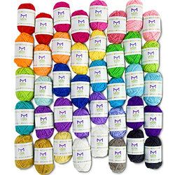 Mira Handcrafts 40 Assorted Colors Acrylic Yarn Skeins with 7 E-Books - Perfect for Any Knitting