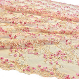 Floral Ariya Lace Sequins Embroidered Beaded Scallop Fabric for Dresses 48/49’’ BTY All Colors