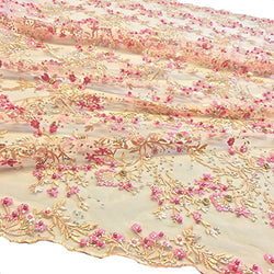 Floral Ariya Lace Sequins Embroidered Beaded Scallop Fabric for Dresses 48/49’’ BTY All Colors