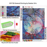 4 Pack Diamond Art Kits 5D Painting by Number Kits for Adults Beginners, DIY Full Drill Round Diamond Painting Kit Moon Scenery Cross Stitch Kit for Home Office Wall Decor Holiday Gift（12 X 16 Inch）