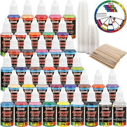 US Art Supply 36 Color Acrylic Airbrush Paint Set Opaque & Pearl Colors plus Reducer, Cleaner,