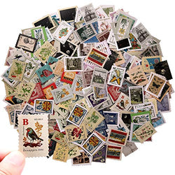 498 Pieces Postage Stamp Flake Stickers Set Vintage Post Stamp Stickers Assorted Botanical Decorative Stamps Stickers for Scrapbooking, Planners, Travel Diary, DIY Craft