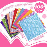 100 Pcs 10 x 10 Inches Cotton Fabric Square No Repeat Patchwork Fabrics Cotton Printed Floral Craft Fabric Patchwork Bundles Flower Quilting Fabric Craft for DIY Sewing Cloths Handmade Accessories