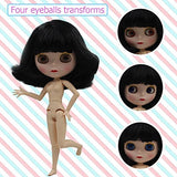 1/6 BJD Doll is Similar to Neo Blythe, 4-Color Changing Eyes Matte Face and Ball Jointed Body Dolls, 12 Inch Customized Dolls Can Changed Makeup and Dress DIY, Nude Doll Sold Exclude Clothes (SNO.11)