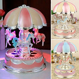 cyclamen9 Carousel Music Box Merry-Go-Round Box with Flash Light for Birthday (Purple)