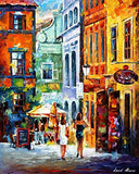 Morning Of Gossip — Women Shopping Cityscape Oil Painting On Canvas By Leonid Afremov Studio. Size: 24" X 30" Inches (60 cm x 75 cm)