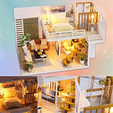 Laideyilan DIY Wooden Dollhouse Kit, Hand-Assembled DIY Houses- Simple and Elegant Home for Birthday Gift and Home Decoration