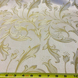 Jacquard Damask Bloom Brocade Fabric 118'' Wide (White / Beige)