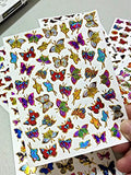 Butterfly003 - 6 Different Sheet Butterfly Glitter Gold Metallic Foil Reflective Craft Self-Adhesive Sticker Decorative Scrapbook for Kid, Birthday Party, Card, Diary, Album