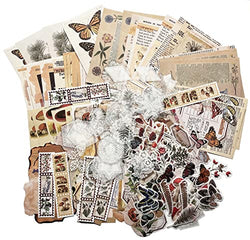 230 Pcs Vintage Journaling Scrapbooking Supplies Scrapbook Stickers Paper for Bullet Journals Junk Journal Supplies DIY Art Craft with Lace Aesthetic Stickers Kits for Collage Cottagecore Picture Frames Decor (Nature)