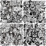 200PCS Gothic Stickers Pack Cool Stickers for Laptop, Water Bottles, Guitar, Computer, Phone, Travel Case, Helmet, Car, Black and White Goth Stickers for Adults(Gothic Stickers)