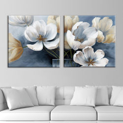 wall26 2 Panel Square Canvas Wall Art - Vintage Style Flower Petals - Giclee Print Gallery Wrap Modern Home Decor Ready to Hang - 24"x24" x 2 Panels