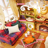 Miniature Dollhouse DIY Kit, Wooden 3D Mini House Set with Furniture for Kids Teens Adults(Holiday Time)