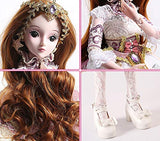 BABY 24inch 60cm Doll Girl 19 Jointed BJD Dolls Full Set SD Doll Toy Surprise Doll for Birthday Gift - Blanche
