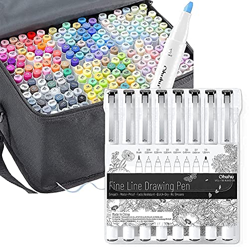  Ohuhu Fineliner Drawing Pen, Set of 8 Pack Ultra Fine