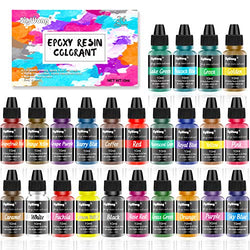 Epoxy Resin Pigment - 24 Color Liquid Translucent Epoxy Resin Colorant, Highly Concentrated Epoxy Resin Dye for ewelry DIY Jewelry Making, AB Resin Coloring for Paint, Craft - 10ml Each