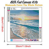 DIY 5D Full Drill Diamond Painting Kit, Beach Sunset (Set by Number) Digital Painting Round Diamonds, Adult Diamond Painting Kit, Crystal Diamond Art for Home Decoration Products（12x12inch）