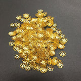 HUELE 6mm/8mm/10mm Gold Alloy Flower Bead Caps Tone Flower Bead Caps for Jewelry Making (About