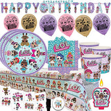 LOL Surprise Mega Deluxe Party Supply Pack and Decorations for 16 Guests with Plates, Cups,