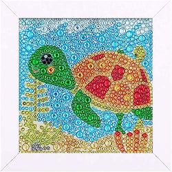 Craftoy 5D Diamond Painting Kit for Kids 7.1‘’ X 7.1‘’ Wooden Frame Diamond Arts and Crafts for Kids Mosaic Gem Stickers by Number Kits DIY Painting Arts Crafts Supply Set Embroidery Gift (Tortoise F)