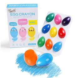 vgus Egg Crayons for Toddlers 9 Colors Washable Solid Egg Crayons for Baby Hand Grip,Safe, Non-Toxic, Not Dirty, The Most Intimate Gift for The Baby Easter Gift.