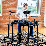 Alesis Nitro Mesh Kit – Eight Piece Mesh Electronic Drum Set With 385 Sounds + Numark HF125 – Portable Headphones With Closed Back Design for Superior Isolation