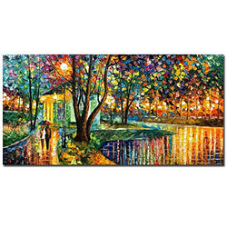 V-inspire Art,24x48 Inch Modern Impressionism Hand-Painted Landscape Oil Paintings Romanticism Green Wall Art Acrylic Canvas for Living Room Bedroom Wall Decoration