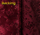Satin Floral Jacquard Fabric 58" Wide Sold By The Yard (BURGUNDY)