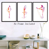 Unframed Ballerina Art Print Elegant Ballet Girls Art Painting, Set of 3（8''x10''） Canvas Dancer Poster Picture for Beautiful Girls or Women Room Decor