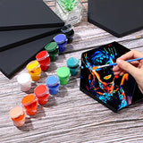 12 Pcs Black Canvas for Painting Stretched Canvas Cotton Square Triangle Hexagon Canvas Blank Boards Panels Art Canvas with Frame Panel Stretched Boards for Oil Acrylic (8 Inch)