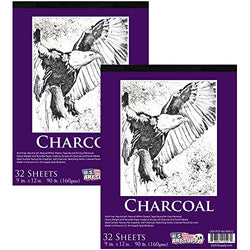 US Art Supply 9 in. x 12 in. Premium Heavy-Weight Charcoal Paper Pad, 160gsm, 90 Pound, 30 Sheets