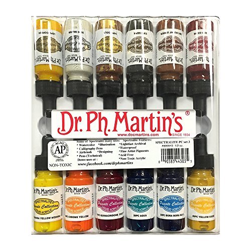 Dr. Ph. Martin's Spectralite Private Collection Liquid Acrylics, 0.5 oz, Set of 12 (Set 3)