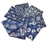 RayLineDo 7X Different Blue Pattern Chinese Han Folk Traditional Printed Craft Pure Cotton Fabric