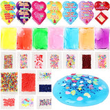 28 Packs Valentines Day DIY Slime Kit with Heart Boxes, Slime with Glitter Combo Valentine Gift Stress Relief Toys for Valentine Party Favor, Gift Exchange, Valentines Greeting Cards